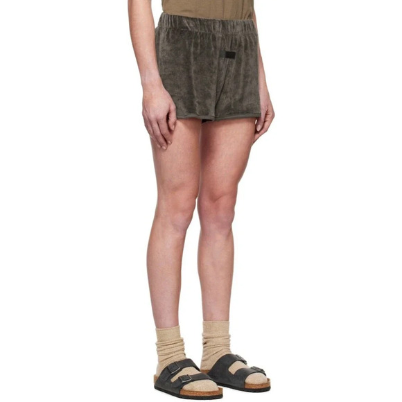 Fear Of God Essentials Velour Shorts Women’s Size Medium In Gray Patch - Picture 3 of 10